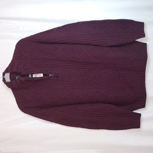 JOS.A.BANKS. Men's Burgundy Wool Blend 1/4 Zipper Sweater Size XL.